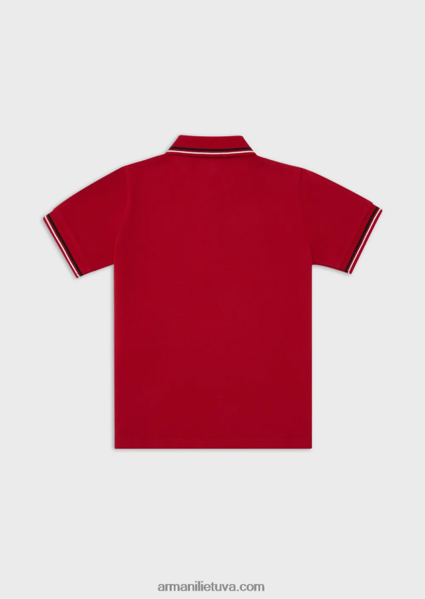 berniukasArmani tamprūs pique polo marškinėliai su dryžuotomis detalėmis 02482X2408