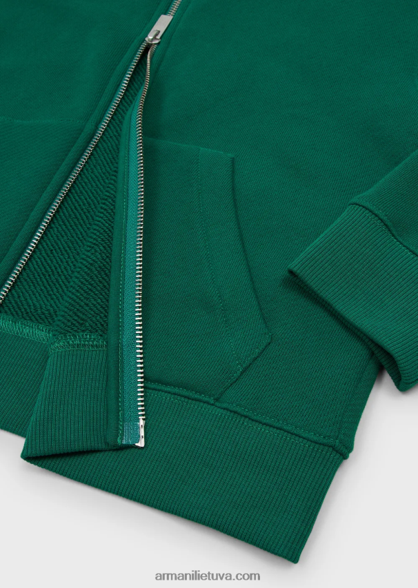 berniukasArmani tvarios kolekcijos megztinis su gobtuvu iš ekologiškos medvilnės su užtrauktuku 02482X2446