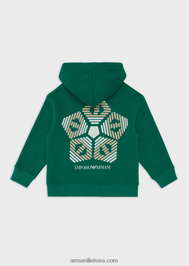 berniukasArmani tvarios kolekcijos megztinis su gobtuvu iš ekologiškos medvilnės su užtrauktuku 02482X2446