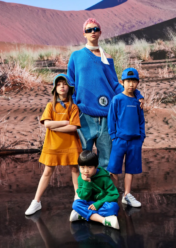 berniukasArmani tvarios kolekcijos megztinis su gobtuvu iš ekologiškos medvilnės su užtrauktuku 02482X2446