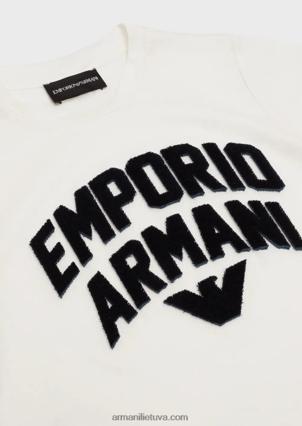 berniukas Tencel mišinio trikotažo marškinėliai su atitinkamu emporio armani logotipu 02482X2471