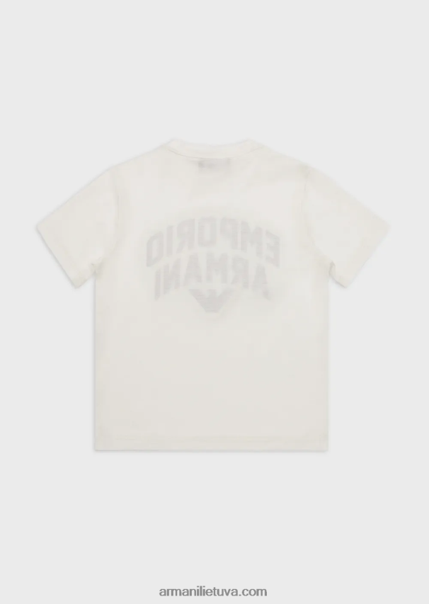 berniukas Tencel mišinio trikotažo marškinėliai su atitinkamu emporio armani logotipu 02482X2471