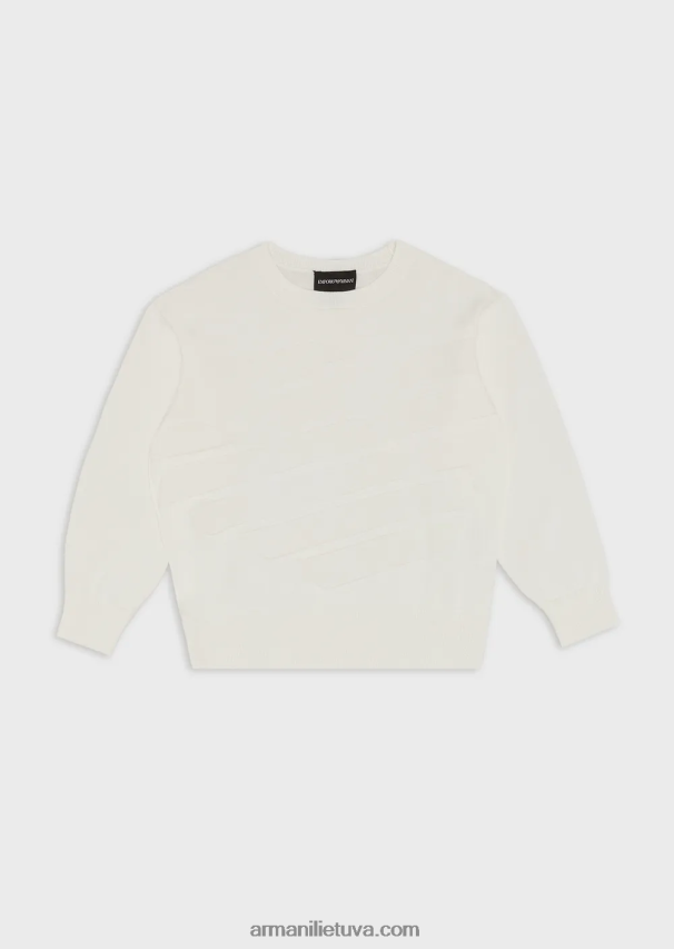 berniukas baltas Armani džemperis su per dideliu ea įdėklu 02482X2436