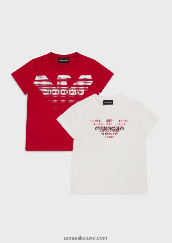 berniukas baltas Armani dvi pakuotės ekologiškų marškinėlių su erelio logotipu 02482X2422