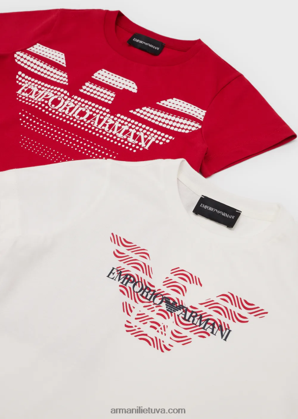 berniukas baltas Armani dvi pakuotės ekologiškų marškinėlių su erelio logotipu 02482X2422