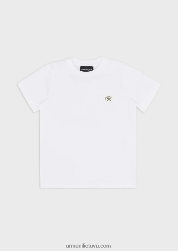 berniukas baltas Armani marškinėliai supima su esminiu logotipu 02482X2414