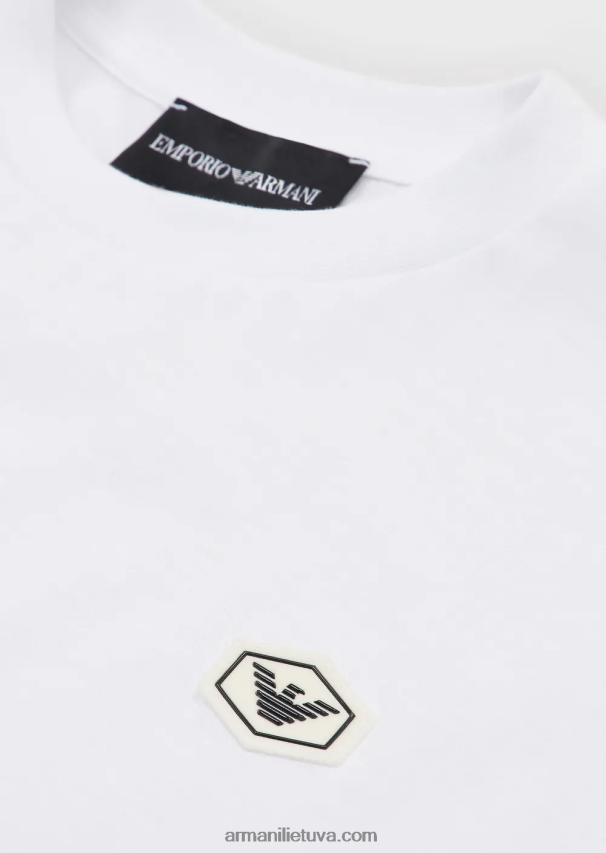 berniukas baltas Armani marškinėliai supima su esminiu logotipu 02482X2414