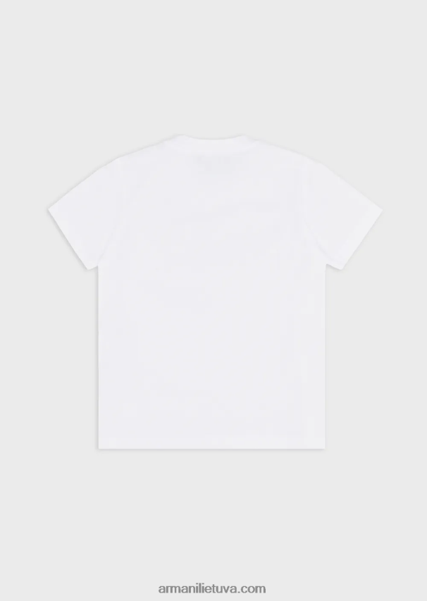 berniukas baltas Armani marškinėliai supima su esminiu logotipu 02482X2414