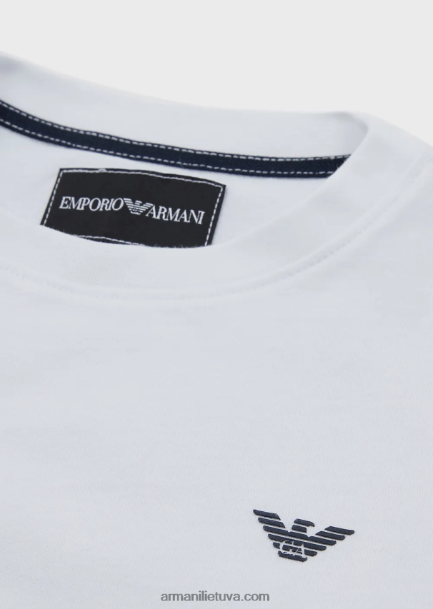 berniukas baltas Armani medvilniniai marškinėliai su logotipu 02482X2409