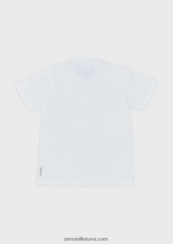 berniukas baltas Armani medvilniniai marškinėliai su logotipu 02482X2409