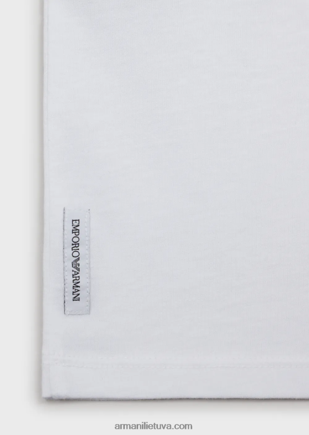 berniukas baltas Armani medvilniniai marškinėliai su logotipu 02482X2409