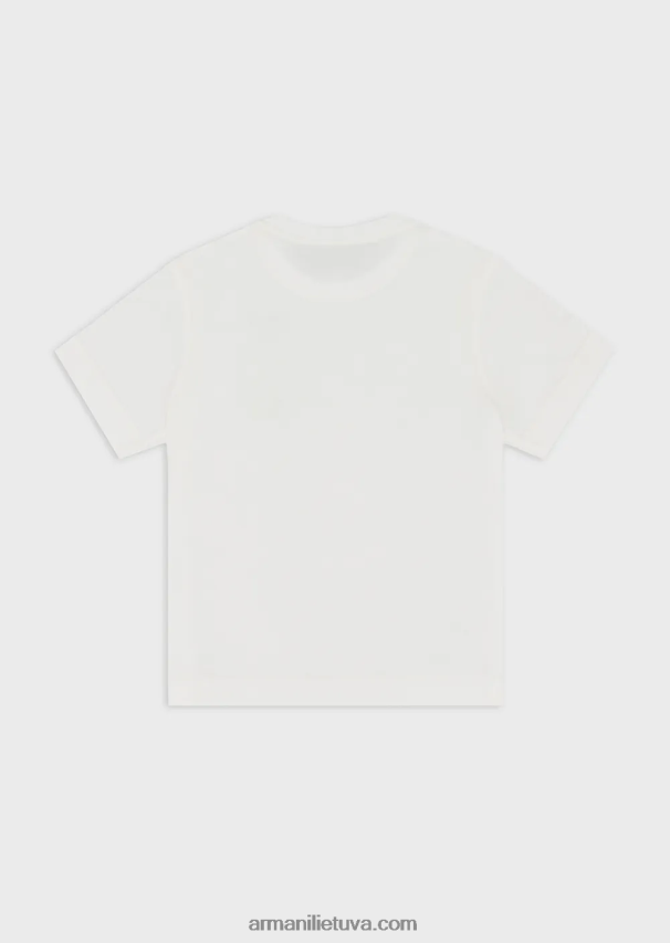 berniukas baltas Armani megztiniai marškinėliai su įvairiaspalviu erelio lopiniu 02482X2373