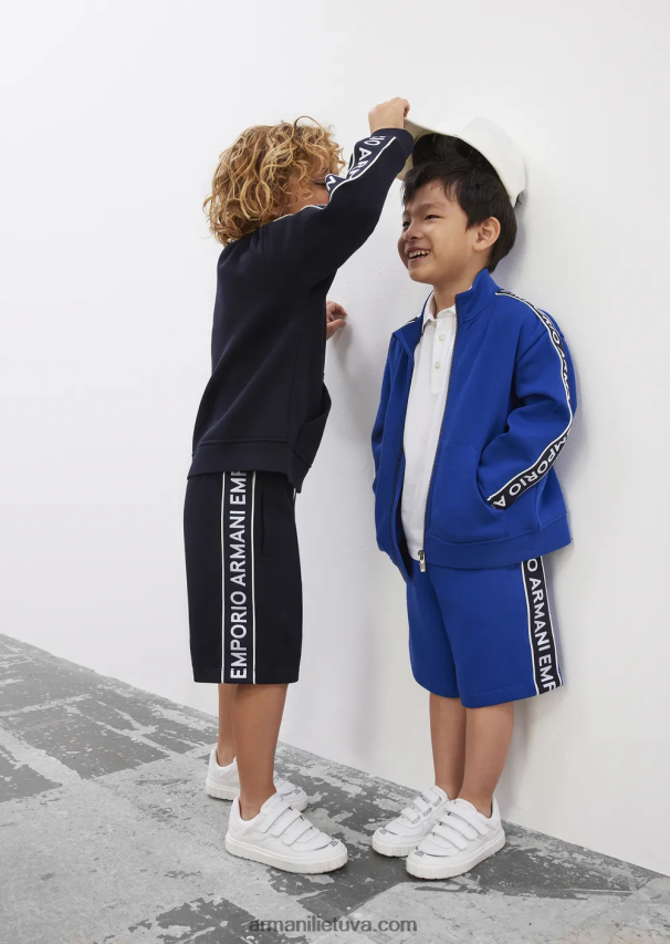 berniukas baltas Armani merserizuoti pique polo marškinėliai su logotipo apykakle 02482X2454