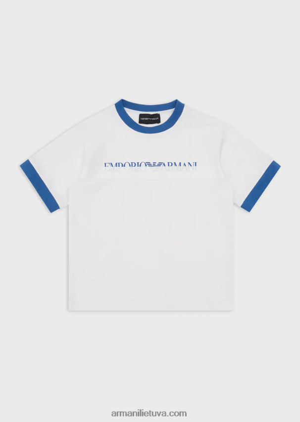 berniukas baltas Armani sunkiasvoriai megztiniai marškinėliai su ea crew logotipu 02482X2419