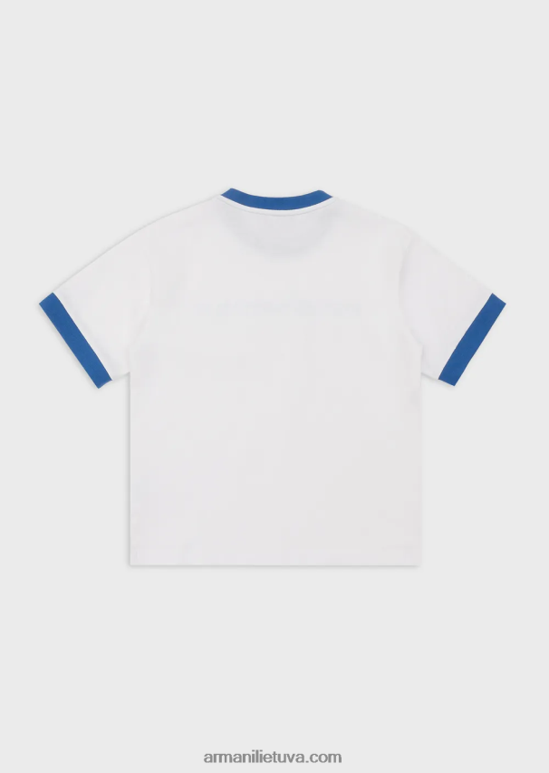 berniukas baltas Armani sunkiasvoriai megztiniai marškinėliai su ea crew logotipu 02482X2419