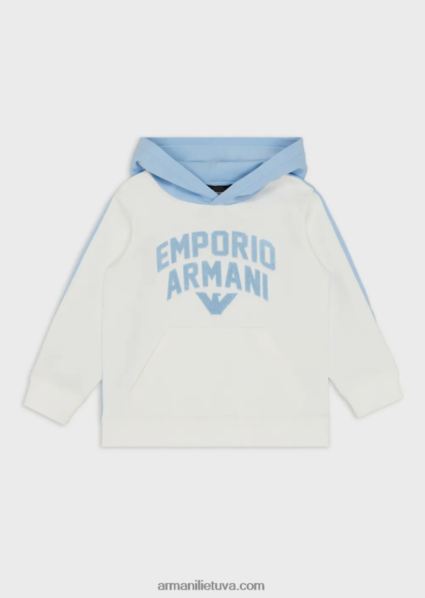 berniukas baltasdvigubo trikotažo megztinis su gobtuvu su emporio armani logotipu 02482X2468