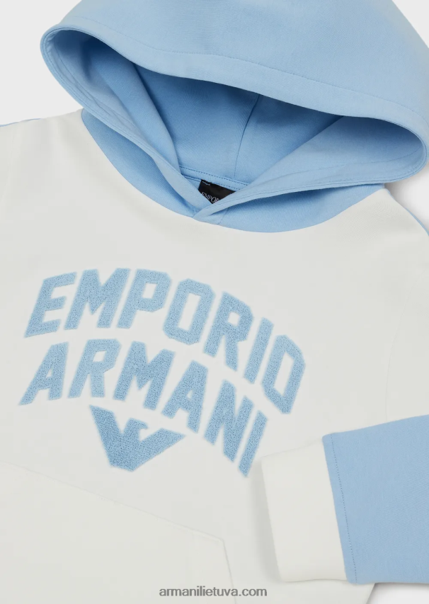 berniukas baltasdvigubo trikotažo megztinis su gobtuvu su emporio armani logotipu 02482X2468