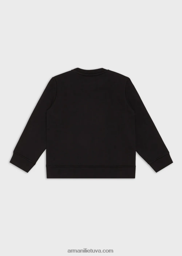 berniukas juodas logotipas Armani megztinis su modal-blend logotipu 02482X2384