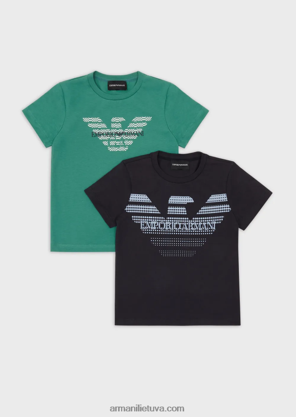 berniukas mėlyna Armani dvi pakuotės ekologiškų marškinėlių su erelio logotipu 02482X2421