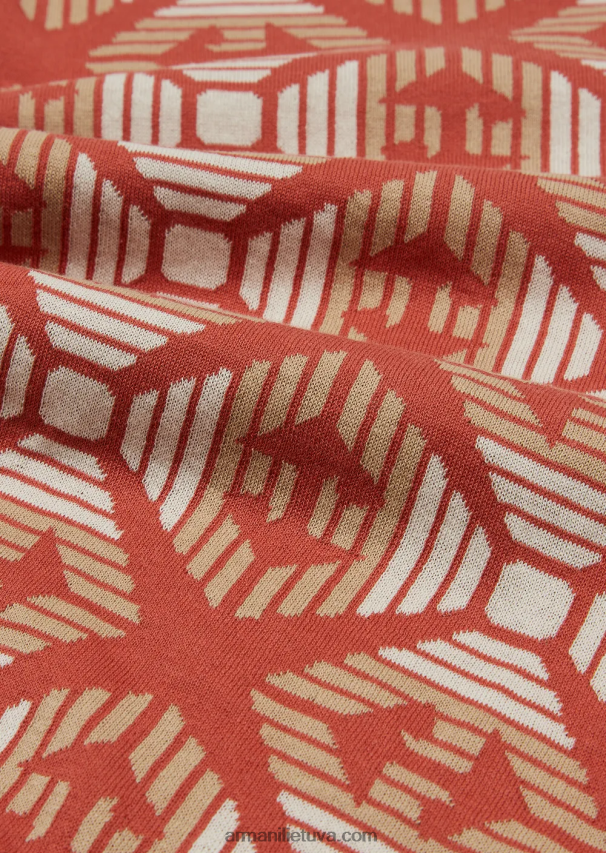 berniukas oranžinė Armani tvarios kolekcijos megztinis iš ekologiško žakardo megztinio su visu ereliu 02482X2442