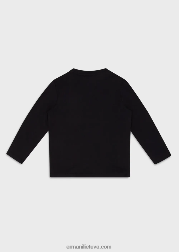 berniukas tamsiai mėlyna Armani Pima džemperis su reljefiniu matinio audinio logotipu 02482X2374