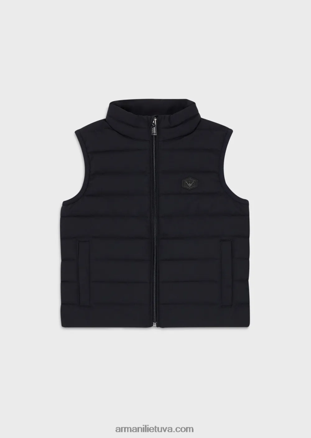 berniukas tamsiai mėlyna Armani dygsniuotas nailoninis pūkas su perdirbtais pūkais 02482X2400