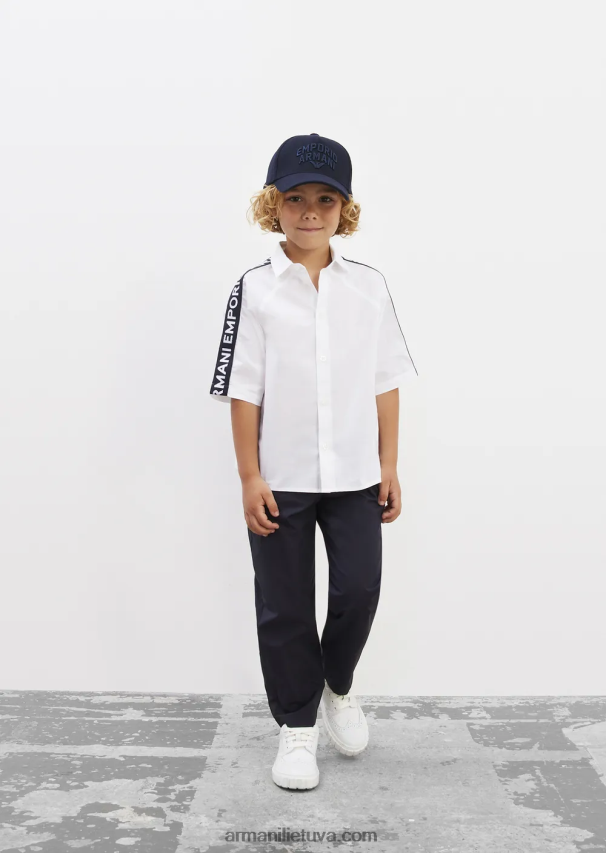 berniukas tamsiai mėlyna Armani medvilninės kelnės su elastiniu juosmeniu 02482X2459