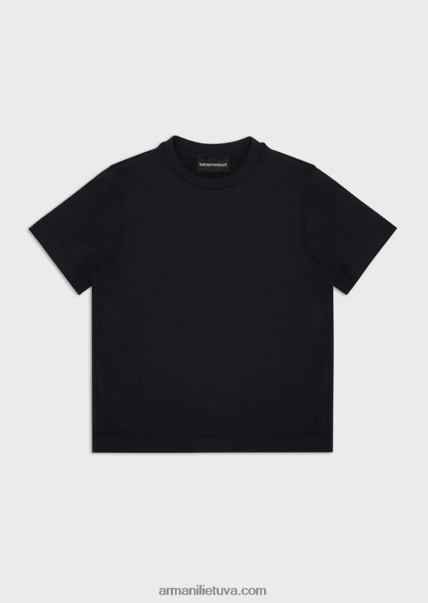 berniukas tamsiai mėlyna Armani megztiniai marškinėliai su įvairiaspalviu erelio lopiniu 02482X2372