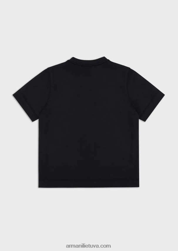 berniukas tamsiai mėlyna Armani megztiniai marškinėliai su įvairiaspalviu erelio lopiniu 02482X2372