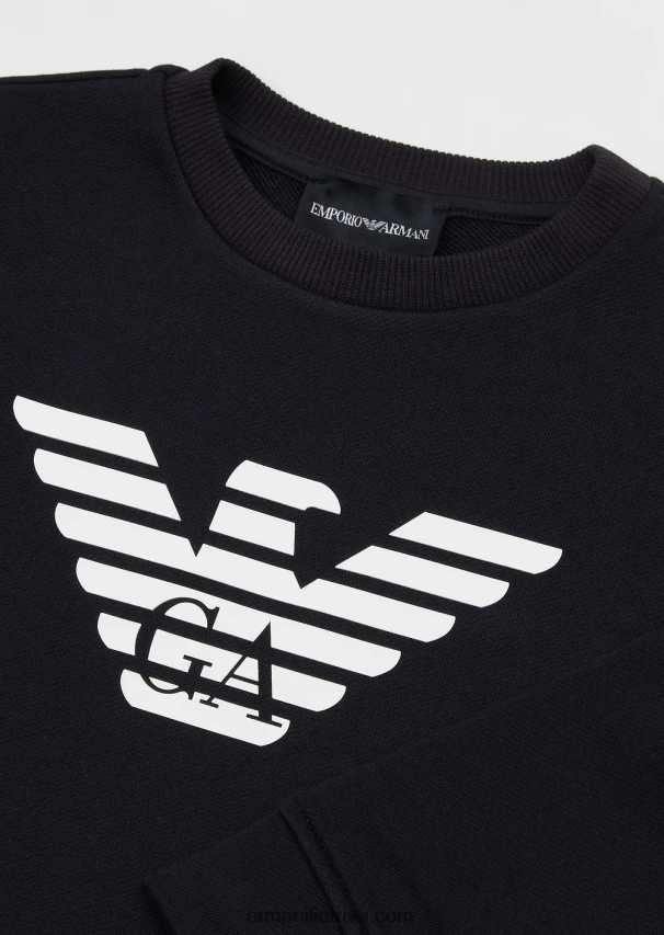 berniukas tamsiai mėlyna Armani megztinis su modal-blend logotipu 02482X2385