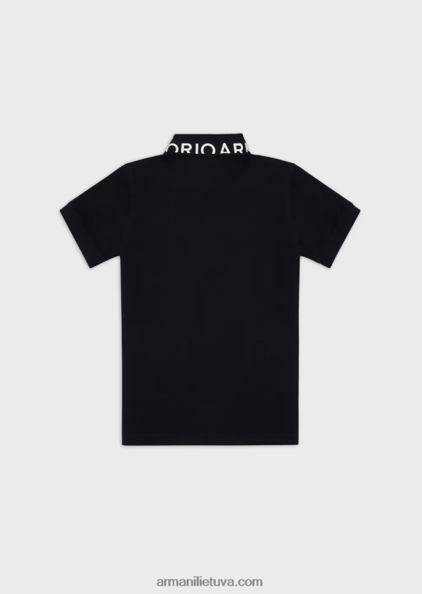 berniukas tamsiai mėlyna Armani merserizuoti pique polo marškinėliai su logotipo apykakle 02482X2453