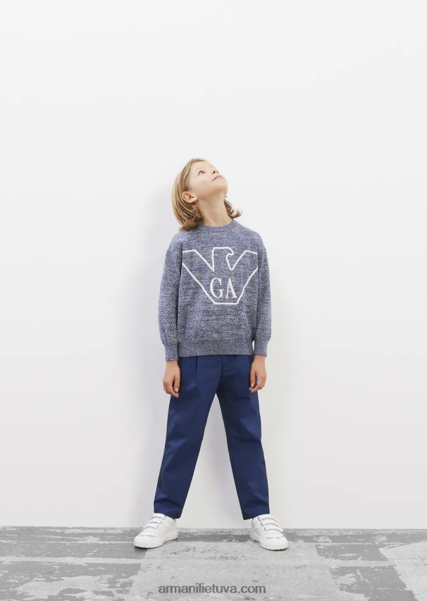 berniukas tamsiai mėlyna Armani smiginės kelnės iš tamprio audinio 02482X2457