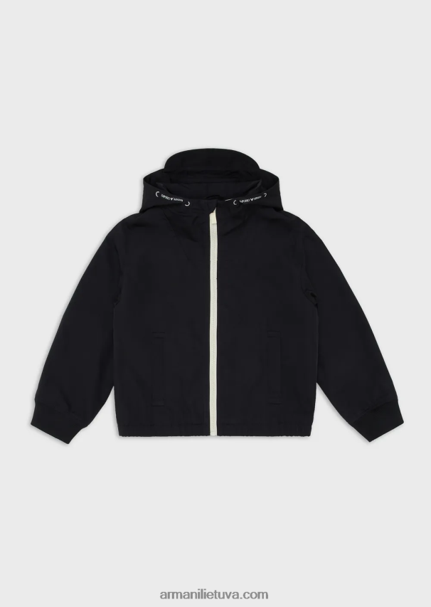 berniukas tamsiai mėlyna Armani vandeniui atspari satino nailono palaidinė su gobtuvu 02482X2440