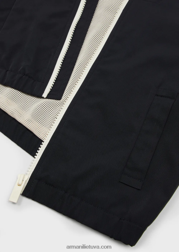 berniukas tamsiai mėlyna Armani vandeniui atspari satino nailono palaidinė su gobtuvu 02482X2440