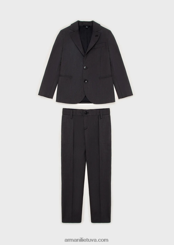 berniukas tamsiai pilka Armani vieneilis lengvos vilnos kostiumas 02482X2396