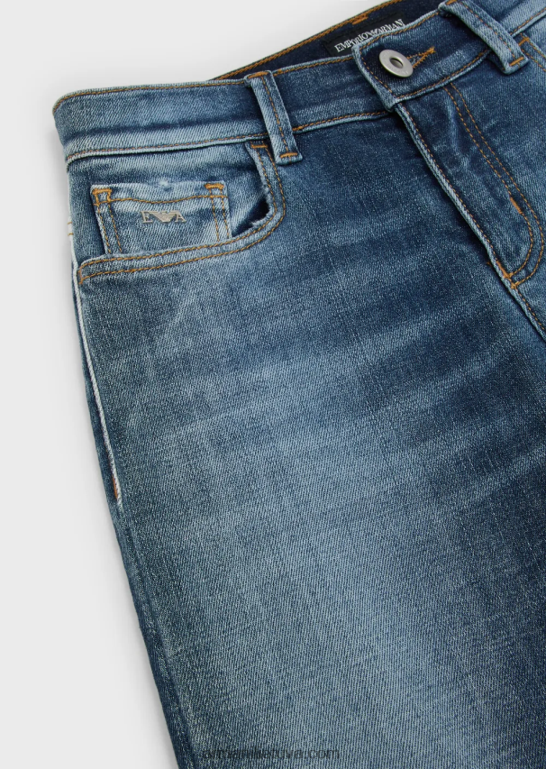 berniukas vidutinio mėlynumo Armani j75 išblukę tempimo džinsai 02482X2437