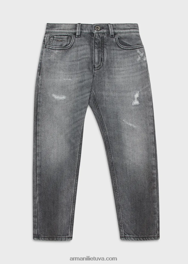 berniukas šviesiai pilka Armani j75 išskalauti džinsai su plyšimais 02482X2469