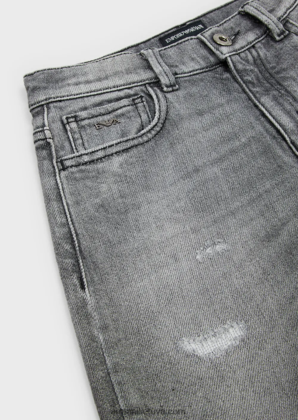 berniukas šviesiai pilka Armani j75 išskalauti džinsai su plyšimais 02482X2469