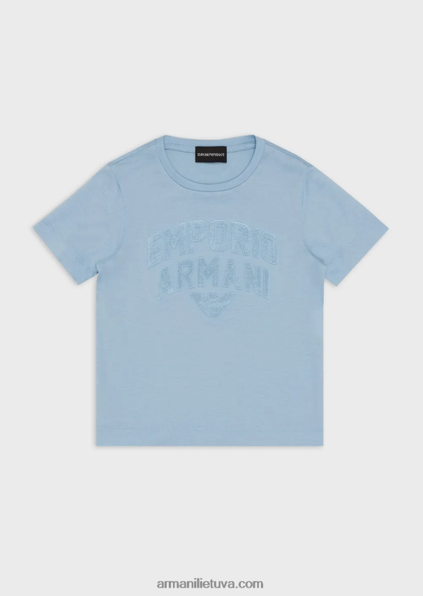 berniukas žydros spalvosTencel mišinio trikotažo marškinėliai su atitinkamu emporio armani logotipu 02482X2470