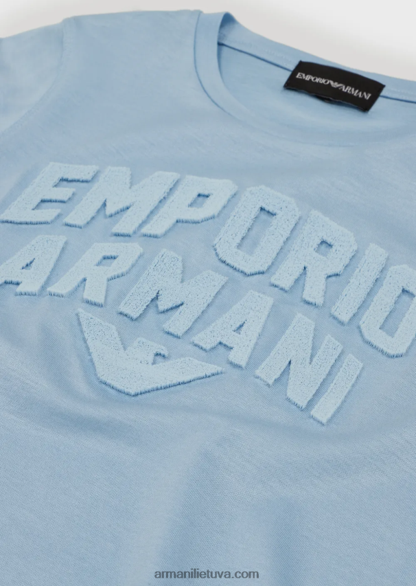 berniukas žydros spalvosTencel mišinio trikotažo marškinėliai su atitinkamu emporio armani logotipu 02482X2470