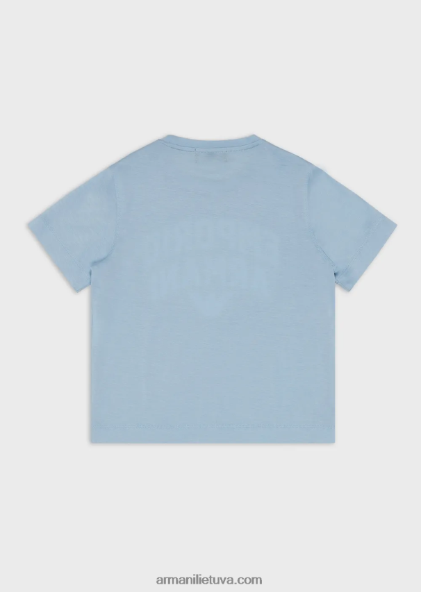 berniukas žydros spalvosTencel mišinio trikotažo marškinėliai su atitinkamu emporio armani logotipu 02482X2470