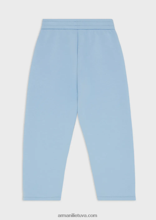 berniukas žydros spalvos Armani Dvigubo trikotažo raištelės kelnės su logotipu 02482X2449