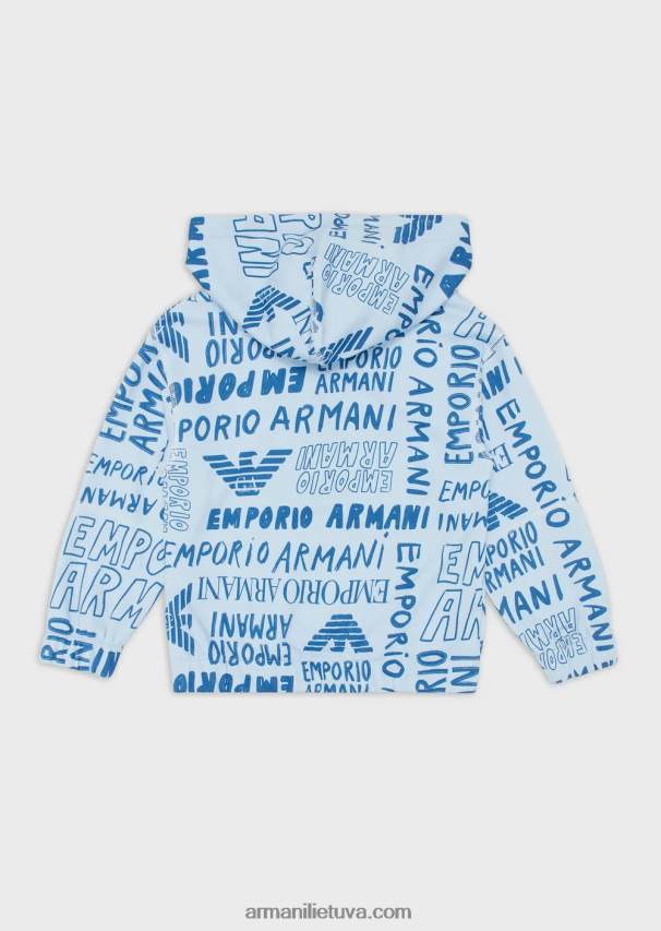 berniukas žydros spalvos Armani megztinis su gobtuvu su užrašu ant viso ea crew 02482X2439