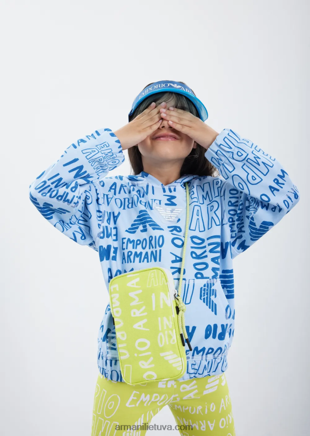 berniukas žydros spalvos Armani megztinis su gobtuvu su užrašu ant viso ea crew 02482X2439