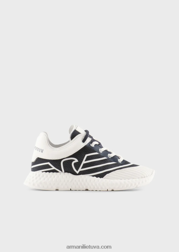 berniukas tamsiai mėlyna Armani guminiai ir nailoniniai sportbačiai su oversized ereliu 02482X2482