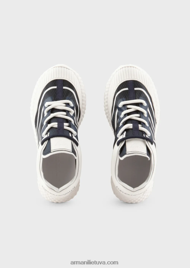 berniukas tamsiai mėlyna Armani guminiai ir nailoniniai sportbačiai su oversized ereliu 02482X2482