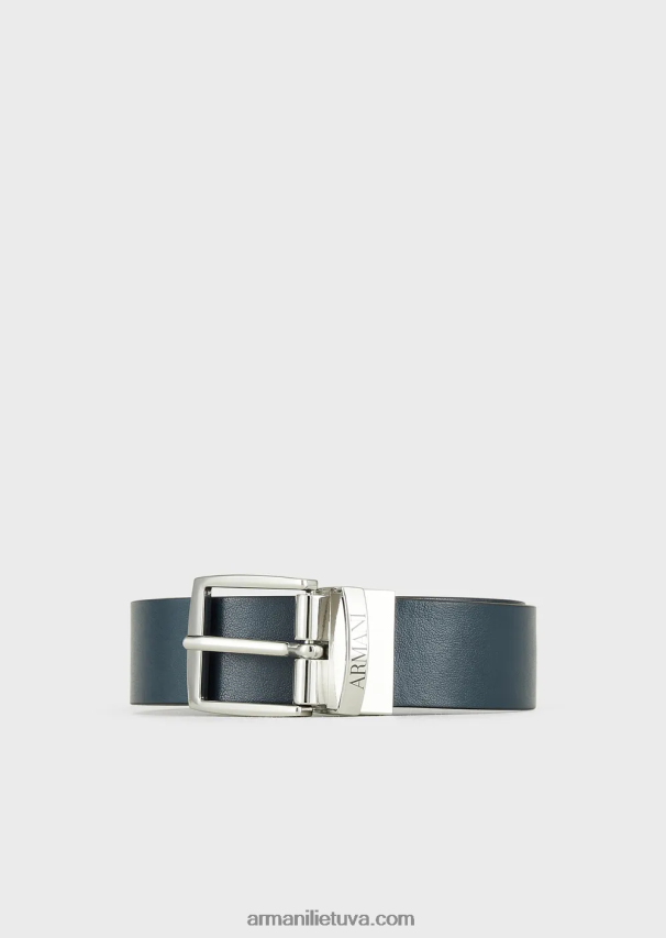 berniukas tamsiai mėlyna Armani apverčiamas diržas su logotipo sagtimi 02482X2494