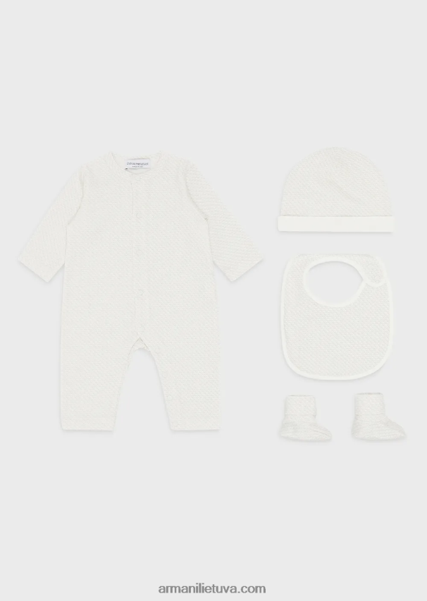 merginaArmani dovanų rinkinys, kurį sudaro op-art erelio bateliai su antkrūtiniu ir kepuraitė 02482X2650