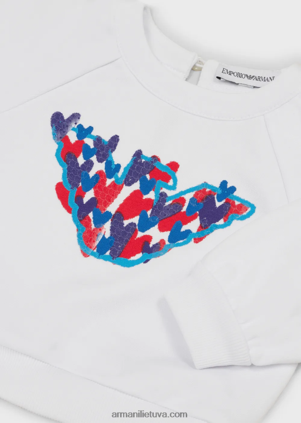 merginaArmani medvilnės mišinio megztinis su per dideliu ereliu ir blizgučiais 02482X2662