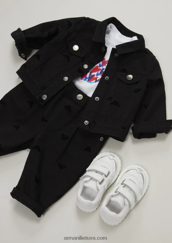 mergina baltas Armani marškinėliai su erelio ir širdelių raštais 02482X2660